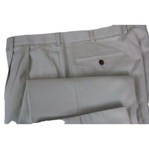 BROOKS BROTHERS Pant Advantage Chino All Cotton Pleated Cuff Beige Tan W40/L34 - Picture 8 of 9